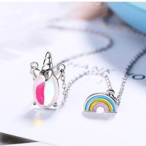 NEW 925 Sterling Silver Moonstone Unicorn Necklace